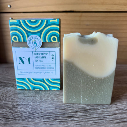 Savon N°1 - Lait de chèvre, Argile verte, Teatree